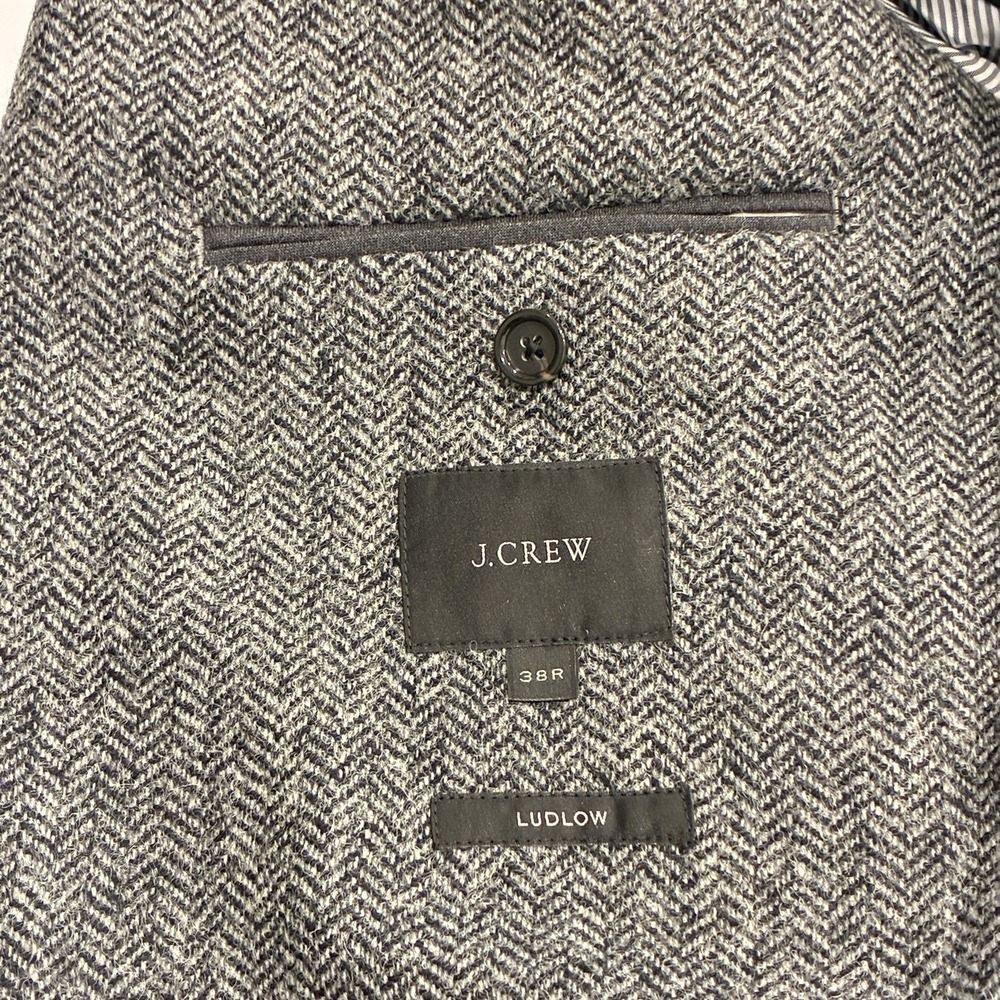 J.Crew Ludlow Moon Herringbone Tweed Wool Blazer 38R Gray Sport Coat Preppy - Picture 8 of 16